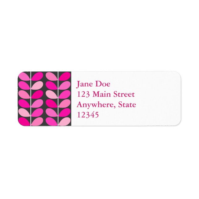 Danska Löv i mitten av århundradet, Rosa och Grått Returadress Etikett (Framsidan)
