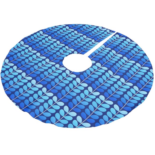 Danska Löv, marinblå och koboltblå Julgransmatta Borstad Polyester (Vinklad)