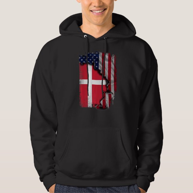 Danska ROOTS Halamerikanska Flagga Patrioitc Danma Hoodie (Framsida)