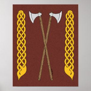 Danska/Viking Axes korsade med sladd Poster