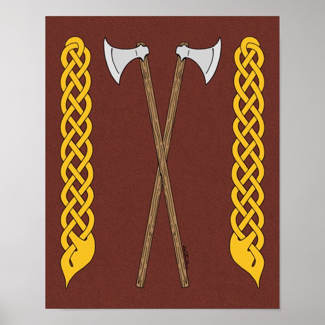 Danska/Viking Axes korsade med sladd Poster (Framsidan)
