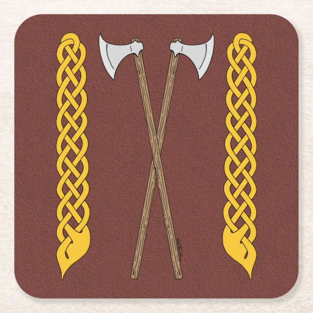 Danska/Viking Axes korsade med sladd Underlägg Papper Kvadrat (Framsidan)