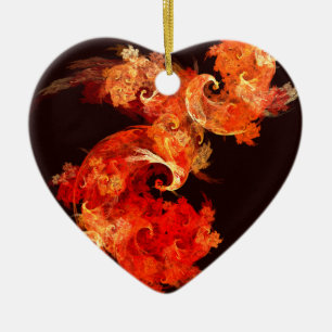 Danskande Firebird Abstrakt Art Heart Ornament