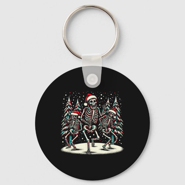 Danskande jul Skeletons - Vintage Halloween Co Nyckelring (Framsida)