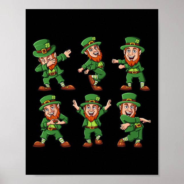 Danskande Leprechaunss St patrick's day Roligt Boy Poster (Framsidan)