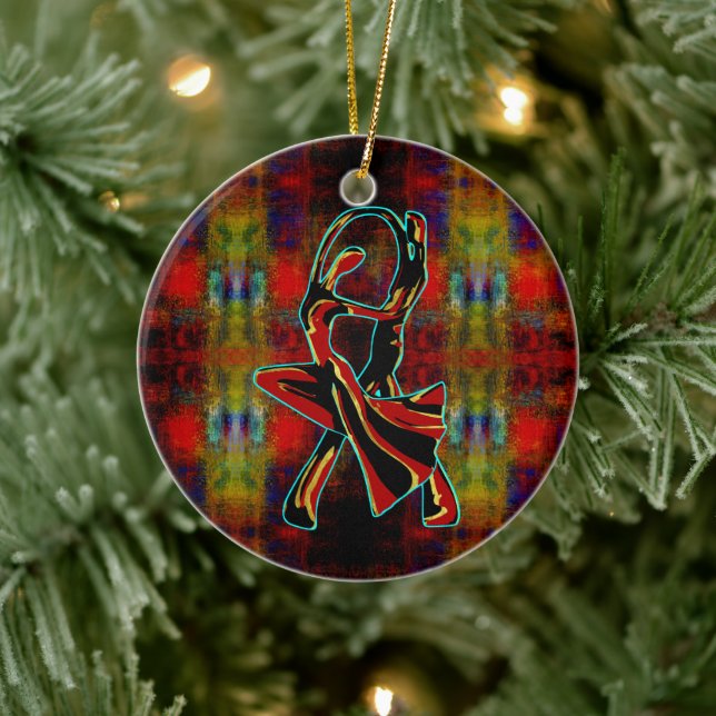 Danskande par julgransprydnad keramik (Träd)