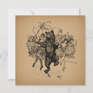 Danske Bear Vintage Circus Art Inbjudningar