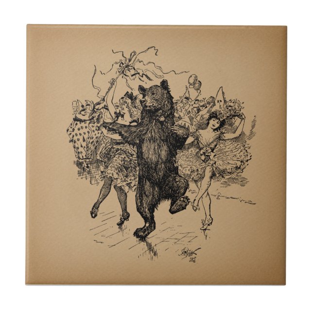 Danske Bear Vintage Circus Art Kakelplatta (Framsidan)