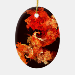 Danske Firebird Abstrakt Art Oval Ornament