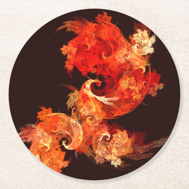 Danske Firebird Abstrakt Art Underlägg Papper Rund (Framsidan)