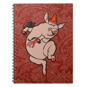 Danske Gris Antique Cute Dancer Anteckningsbok Med Spiral