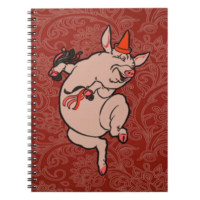 Danske Gris Antique Cute Dancer Anteckningsbok Med Spiral (Framsidan)