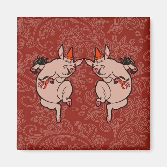 Danske Gris Antique Cute Dancer Magnet (Framsidan)