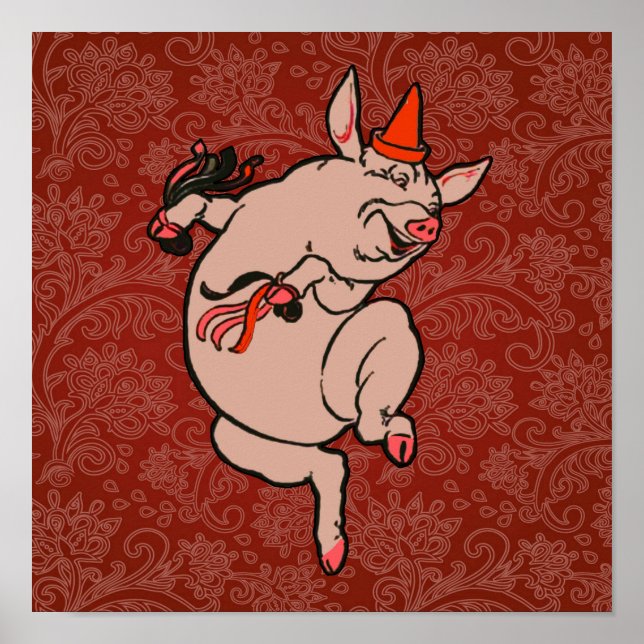 Danske Gris Antique Cute Dancer Poster (Framsidan)