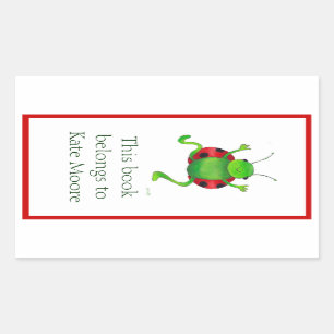 Danske ladybug-bokplåt rektangulärt klistermärke