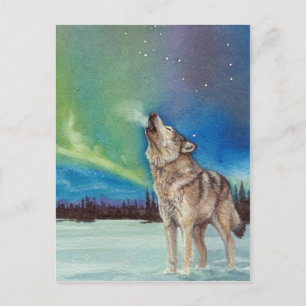 Danske Ljus howling varg vycard Vykort
