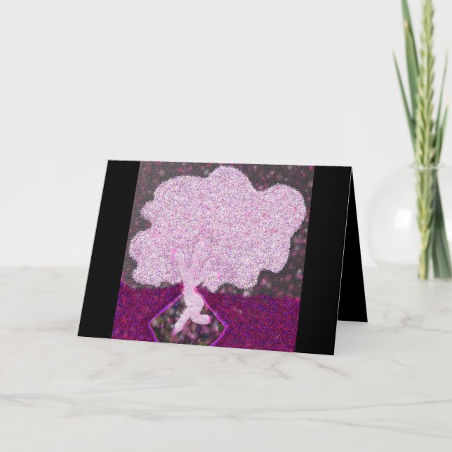 Danske rosa träd glitter Tu B'Shvat ט ״ ו ב ש ב ט Helgkort (Framsida)
