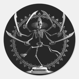 Danske Skeleton gudinna Stickers Runt Klistermärke