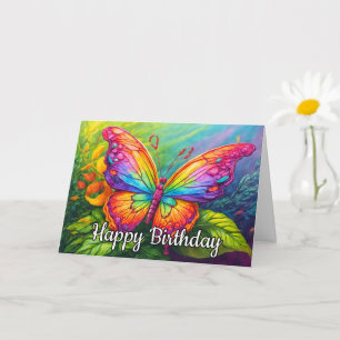 Danske Springtime Butterfly Art Grattis på födelse Kort