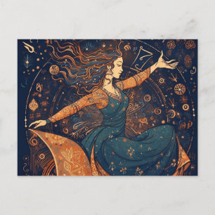 Danske Wheelcourt Woman-vykort Vykort