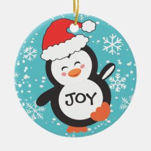 Dansking Penguin Joy Snöflingor jul Julgransprydnad Keramik