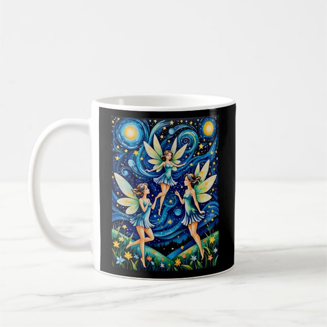 Danskning av Älvor under Starry Himmel Tee Kaffemugg (Vänster)
