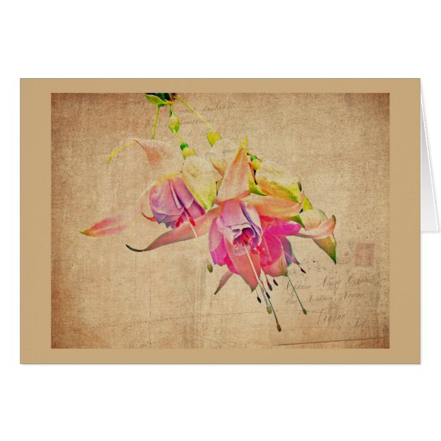 Danskning i Vinden - Fuchsia Flowers Hälsningskort (Framsidan Horizontal)