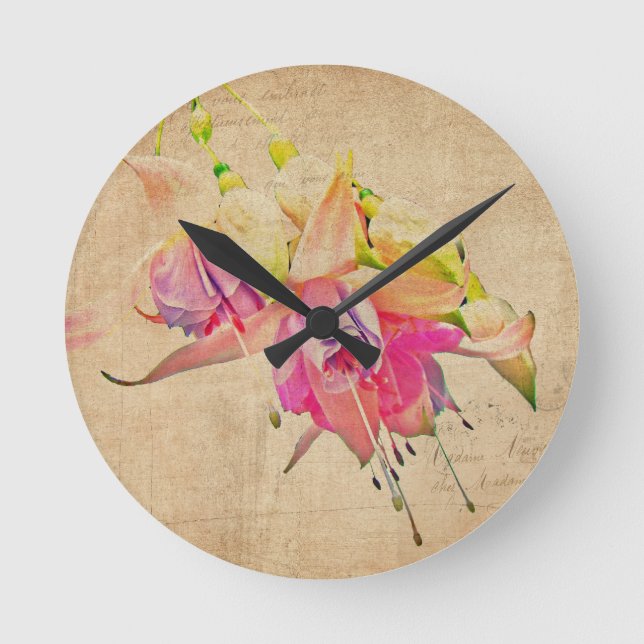 Danskning i Vinden - Fuchsia Flowers Rund Klocka (Framsida)