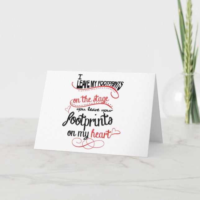 Danslärare - fotspår på hjärtan kort (Framsida)