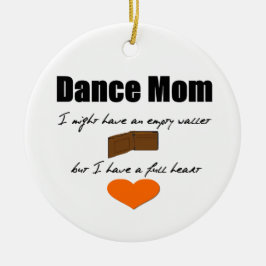 Dansmamma - tomma hjärtor, enkelsidig full plånbok julgransprydnad keramik