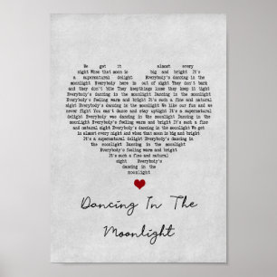 Dansning i moonlight Grått Heart Sång Lyric Poster
