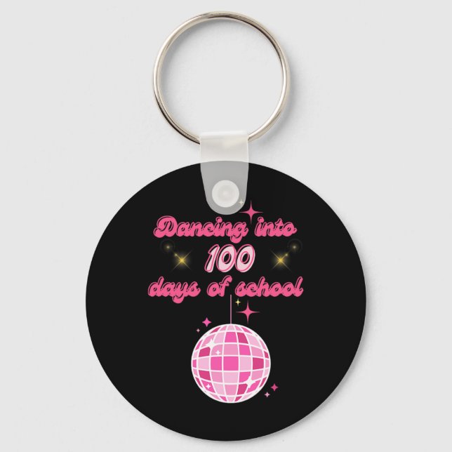 Dansning till 100 skoldagar med Rosa Disco Ba Nyckelring (Framsida)