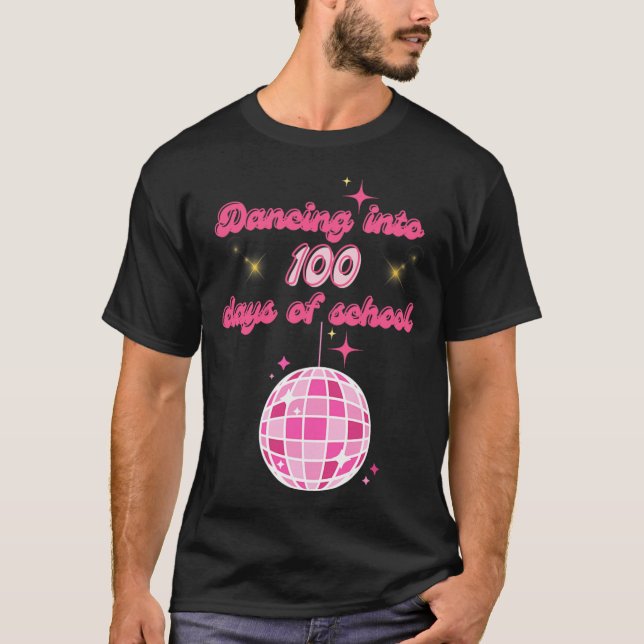 Dansning till 100 skoldagar med Rosa Disco Ba T Shirt (Framsida)