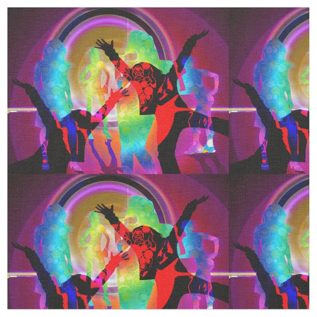 Dansparty med glöd i de mörka färgerna tyg (Närbild)