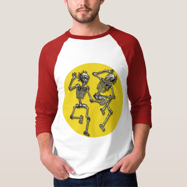 Dansskelett med fullmånen för Halloween T Shirt (Framsida)