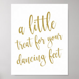 Dansskor Skor Guld Glitter 8x10 Bröllopsskylt Poster