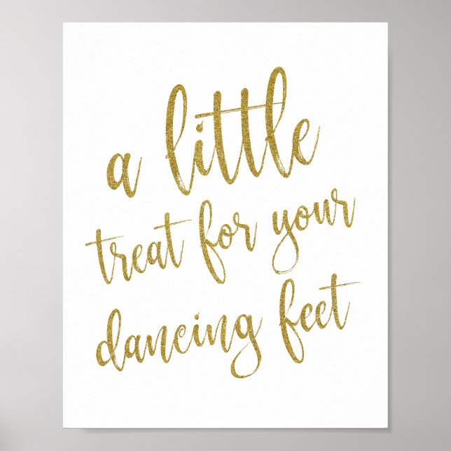 Dansskor Skor Guld Glitter 8x10 Bröllopsskylt Poster (Framsidan)
