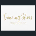"Dansskor" Snygg vigselring i guld färg skylt Inbjudningar<br><div class="desc">En stilfull,  handskriven skylt med texten "Dancing Shoes"</div>