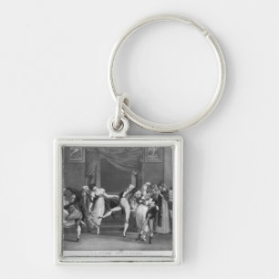 Dansvanvett, 1809 fyrkantig silverfärgad nyckelring