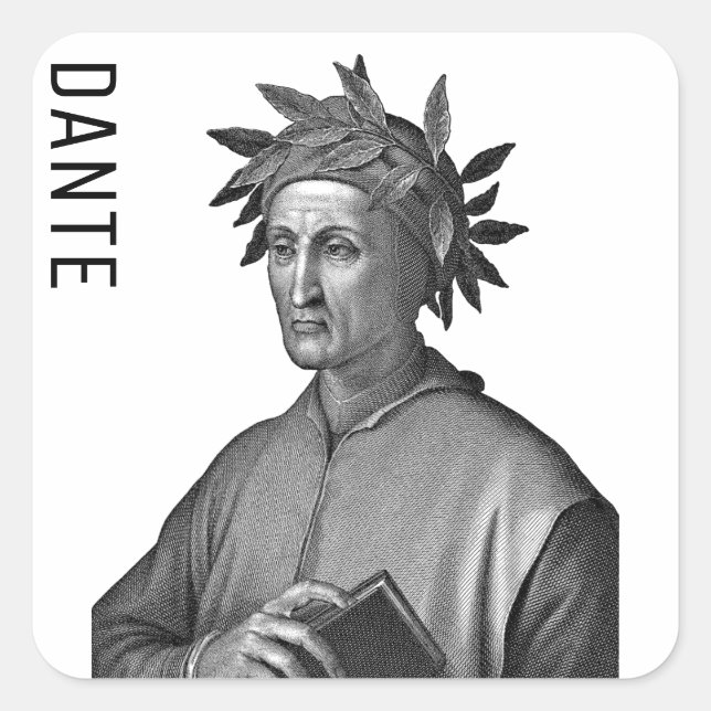 Dante Alighieri Fyrkantigt Klistermärke (Framsida)