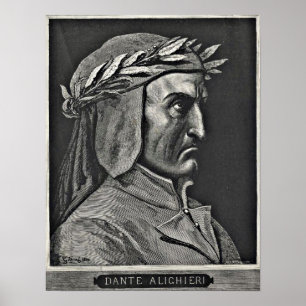 Dante Alighieri Porträtt Etching Poster