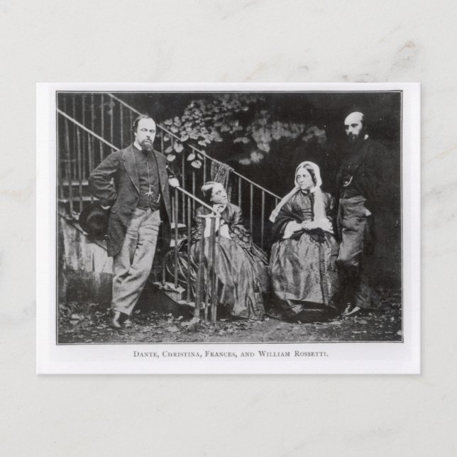 Dante, Christina, Frances och William Rossetti Vykort (Framsida)