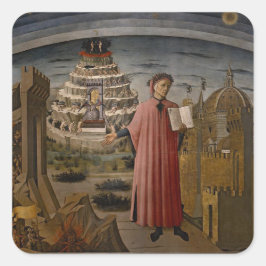 Dante framför Mt. Purgatory Fyrkantigt Klistermärke