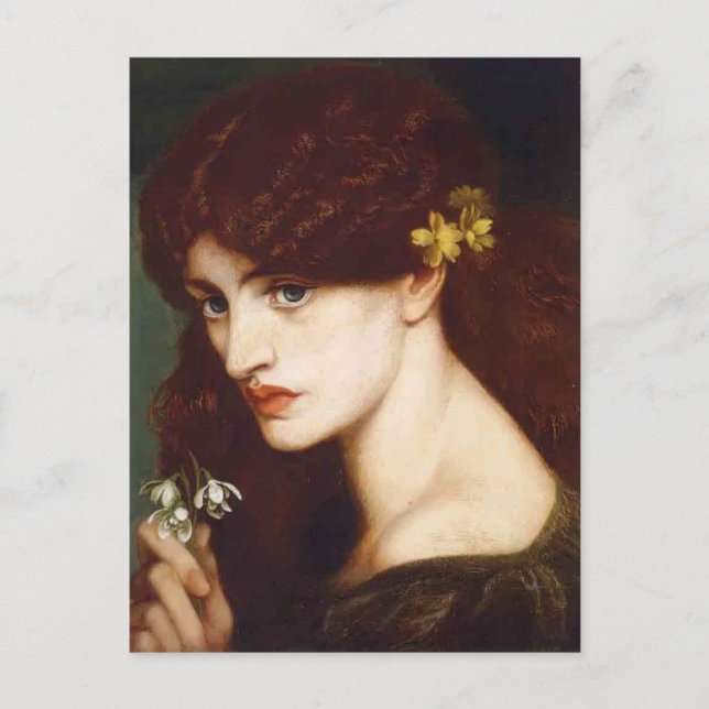 Dante Gabriel Rossetti- Blanzifiore (Snödroppar) Vykort (Framsida)