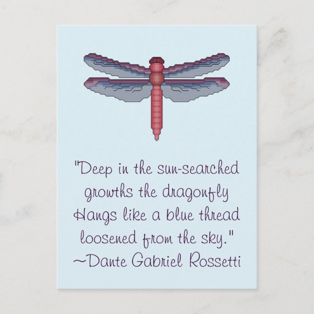 Dante Gabriel Rossetti Dragonfly Quote Postcard Vykort (Framsida)