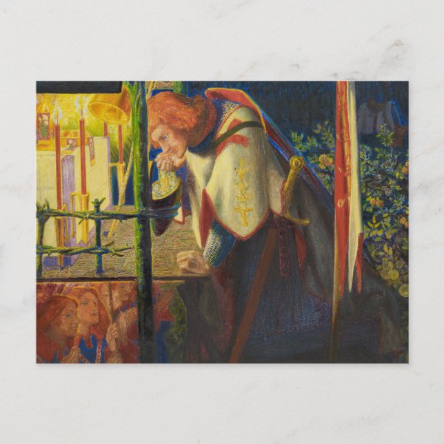 Dante Gabriel Rossetti - Sir Galahad vid ruinen Vykort (Framsida)