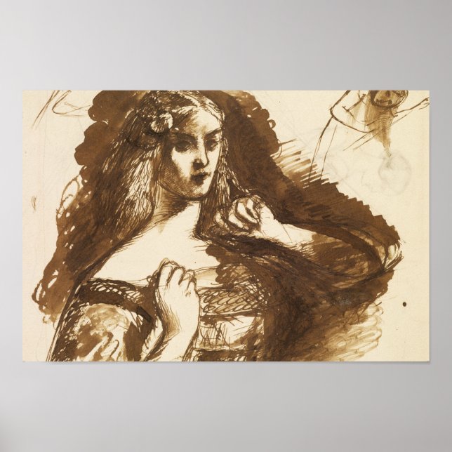 Dante Gabriel Rossetti - Sketch med halvlängd Poster (Framsidan)