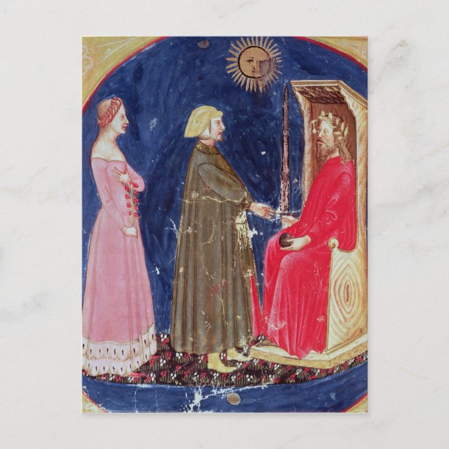 Dante och Beatrice före Justinian Vykort (Framsida)
