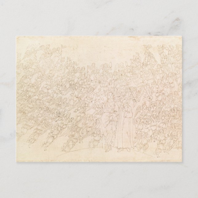 Dante och Beatrice, från Dante's `Divine Vykort (Framsida)