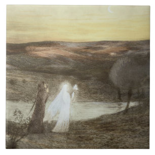 Dante och Beatrice, från "Moderne L'Estampe", pub Kakelplatta